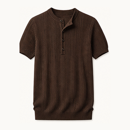 Men's Short Sleeve Ribbed Knit Henley Shirt