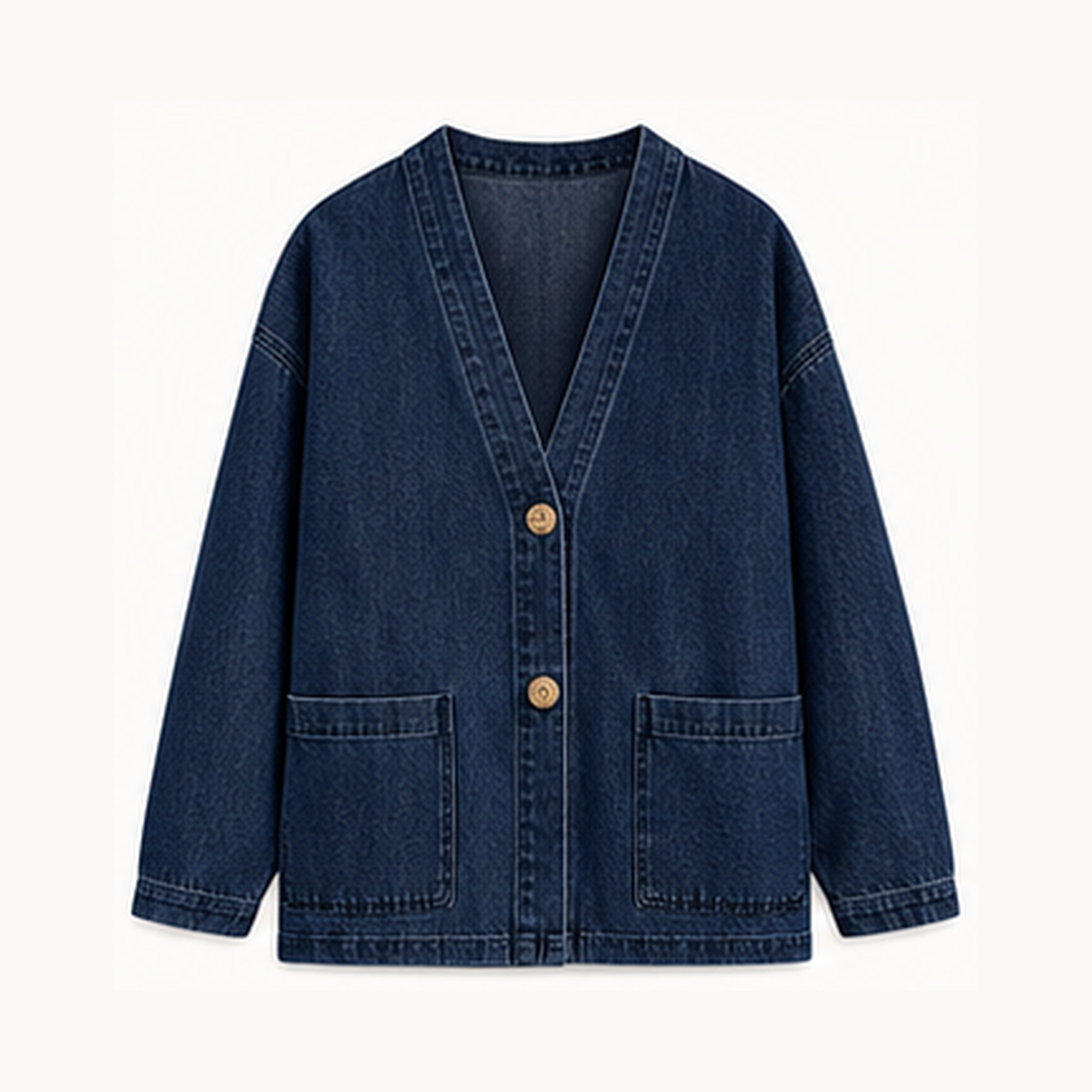 Women's Relaxed Denim-Look Button Cardigan Jacket