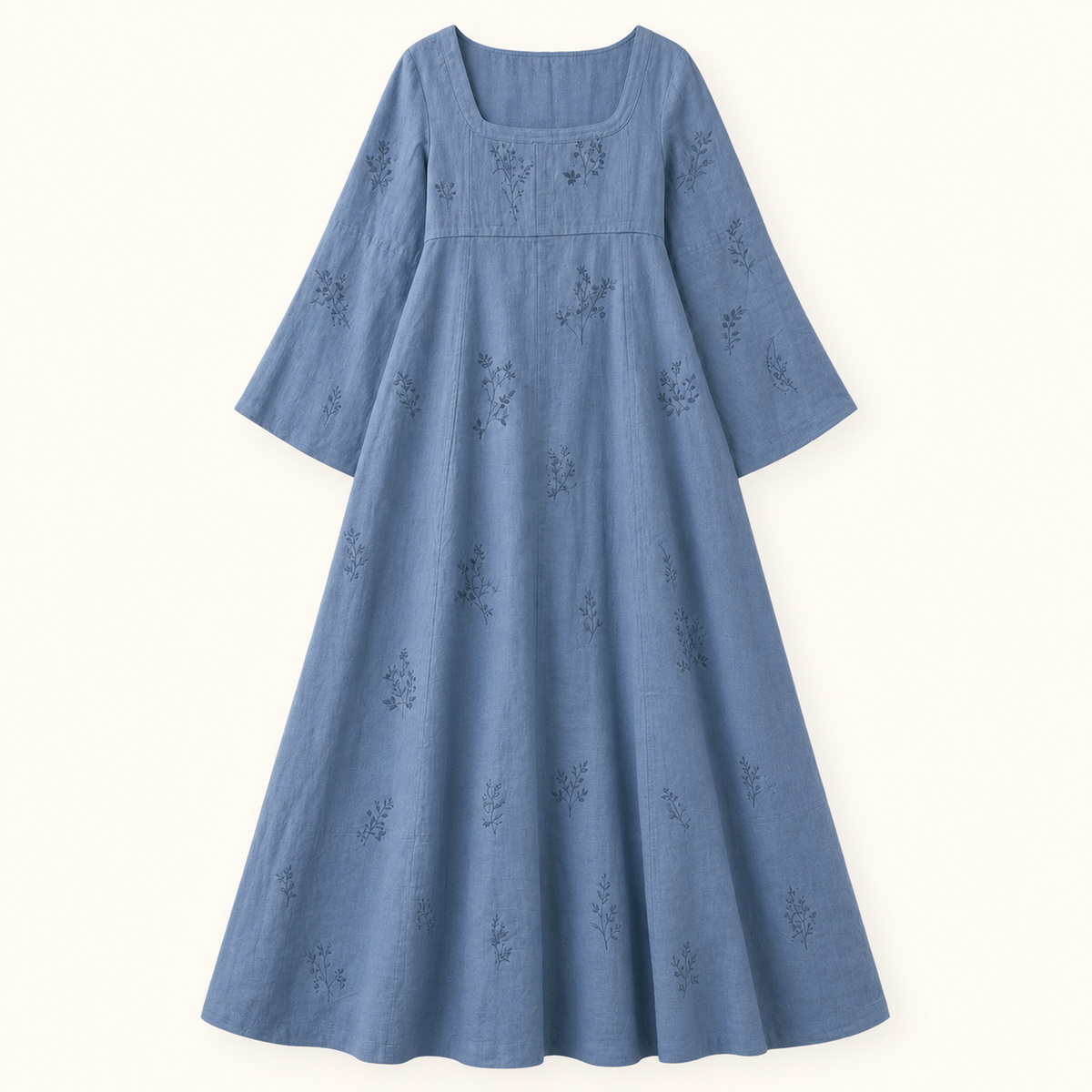 Women's Embroidered Square Neck Maxi Dress
