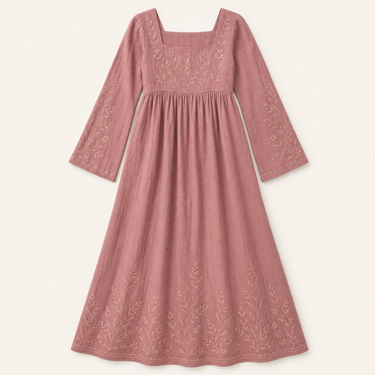 Women's Embroidered Square Neck Maxi Dress