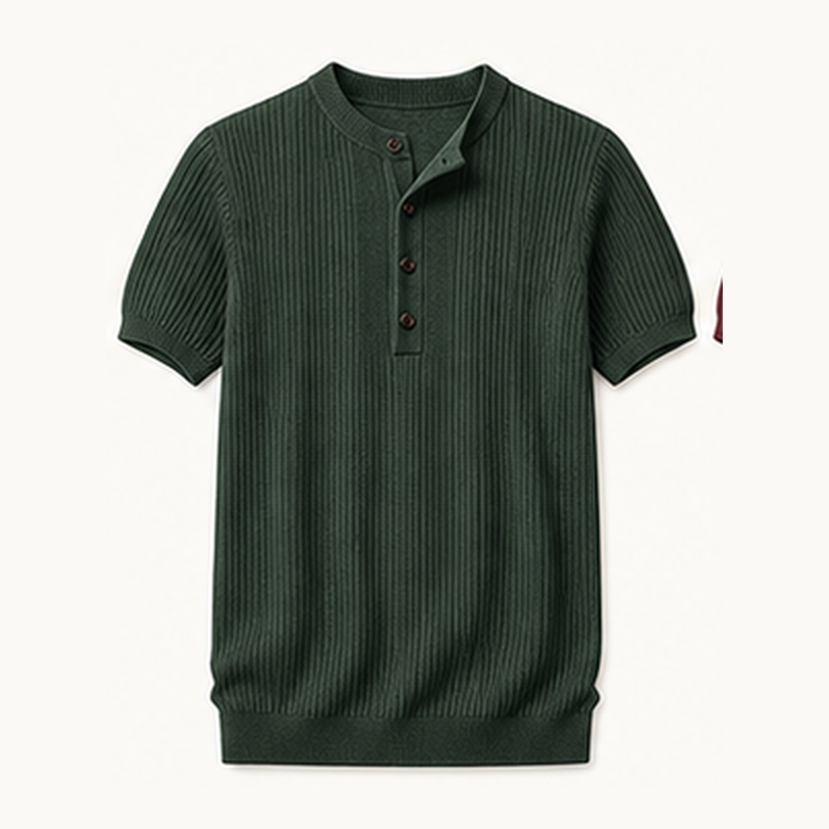 Men's Short Sleeve Ribbed Knit Henley Shirt