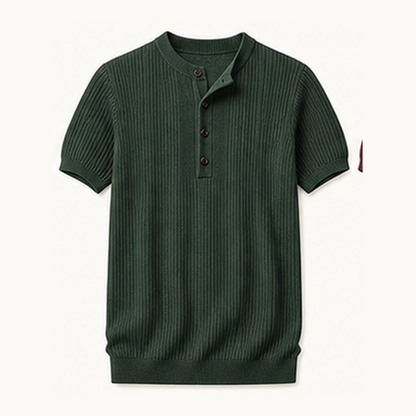Men's Short Sleeve Ribbed Knit Henley Shirt