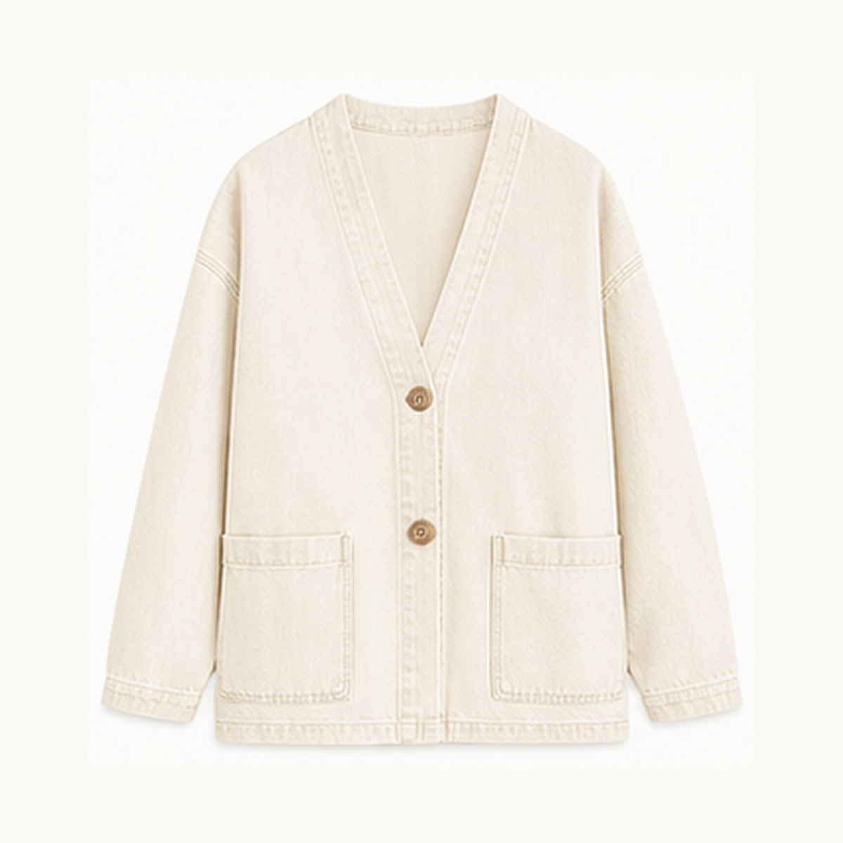 Women's Relaxed Denim-Look Button Cardigan Jacket