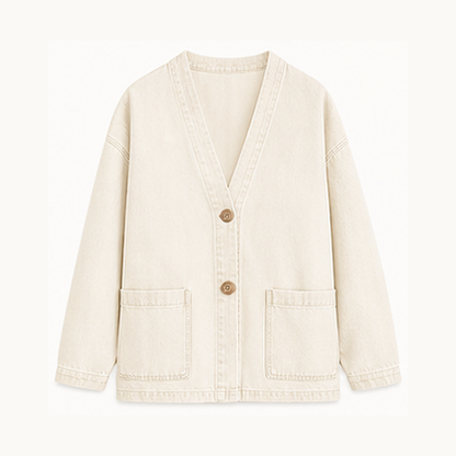 Women's Relaxed Denim-Look Button Cardigan Jacket