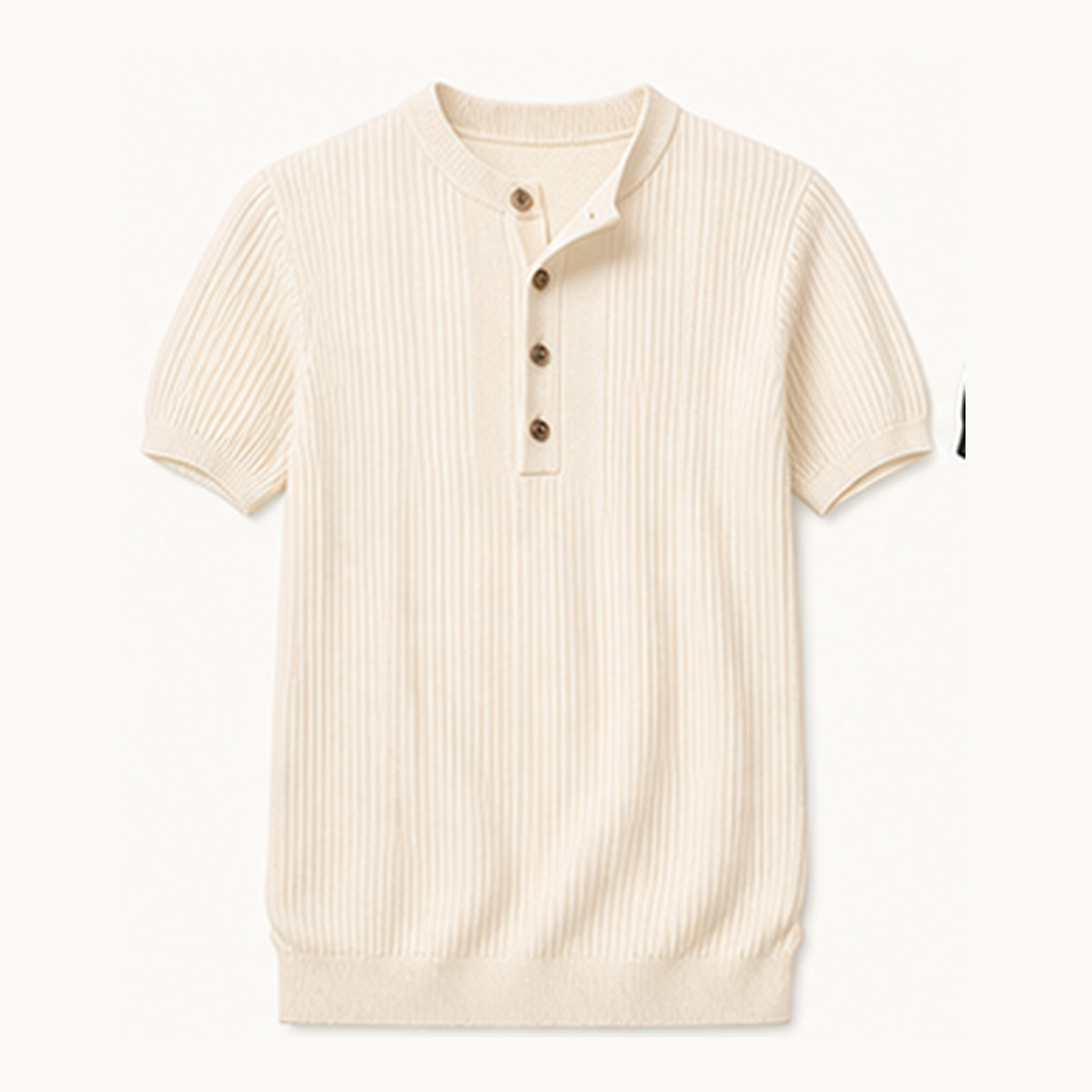 Men's Short Sleeve Ribbed Knit Henley Shirt