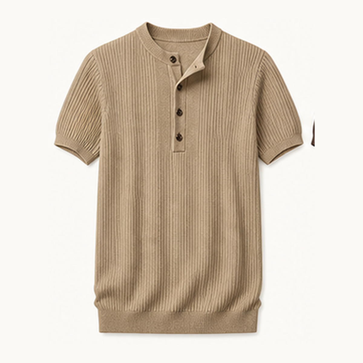 Men's Short Sleeve Ribbed Knit Henley Shirt