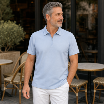 Men's Short Sleeve Half-Zip Polo Shirt