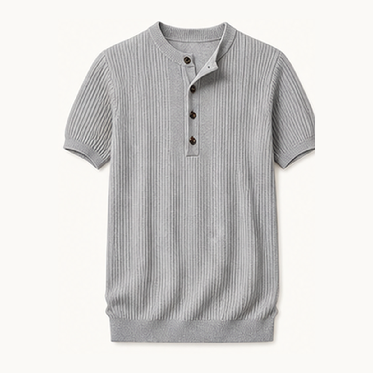 Men's Short Sleeve Ribbed Knit Henley Shirt