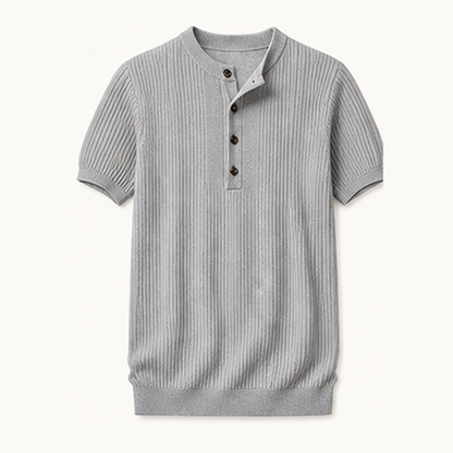 Men's Short Sleeve Ribbed Knit Henley Shirt