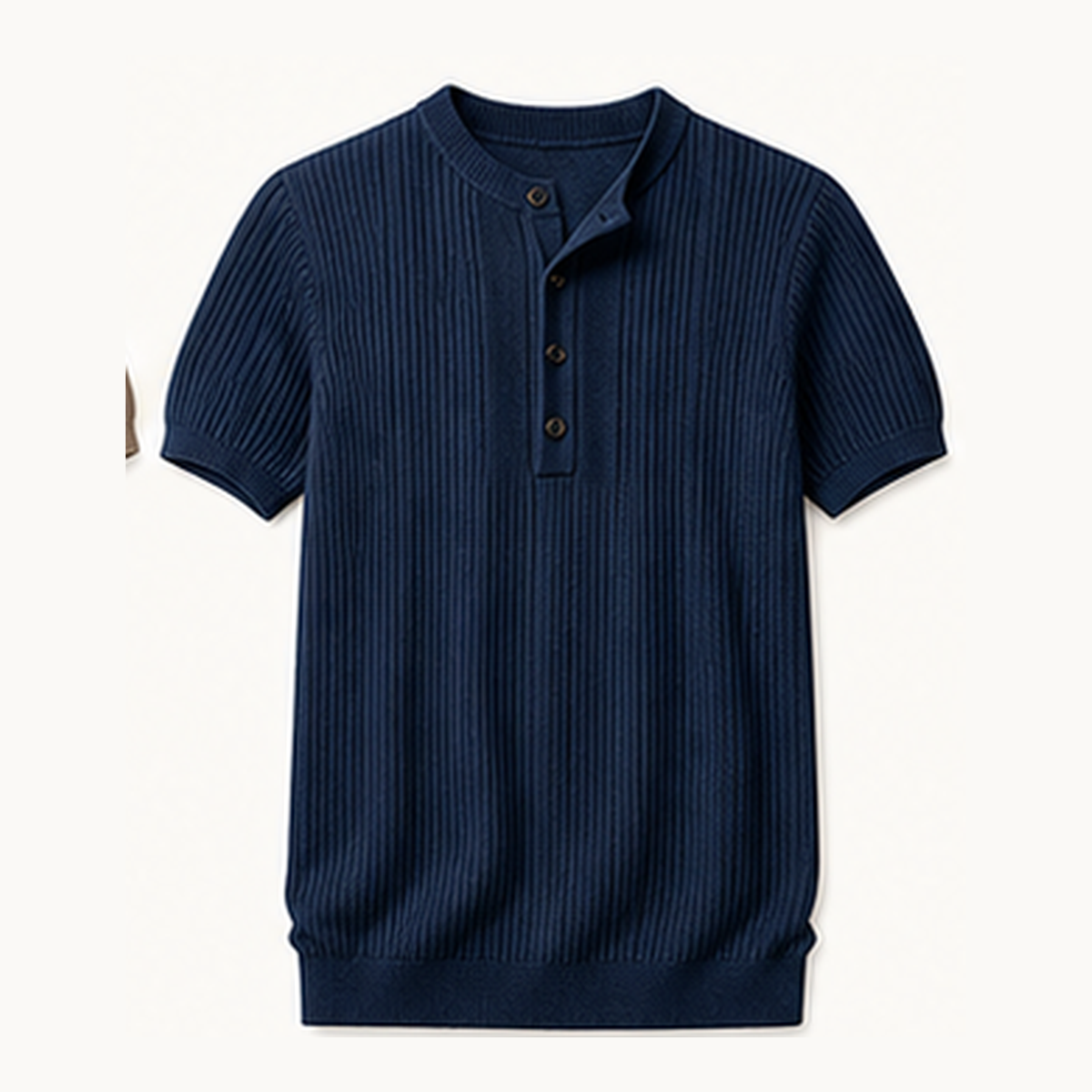 Men's Short Sleeve Ribbed Knit Henley Shirt