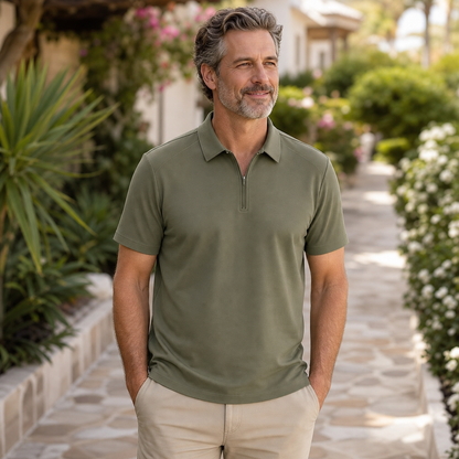 Men's Short Sleeve Half-Zip Polo Shirt