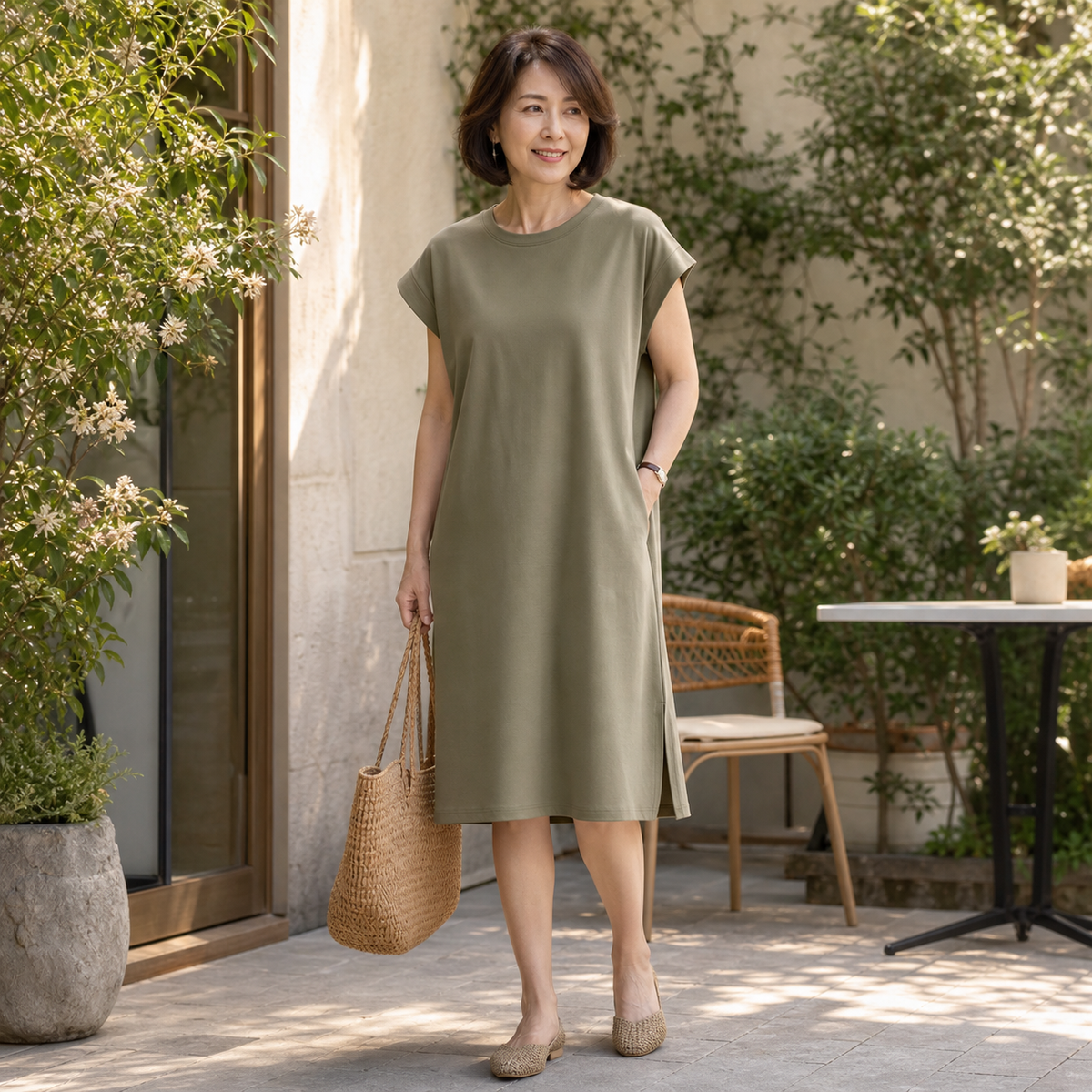 Women's Relaxed Crewneck T-Shirt Dress