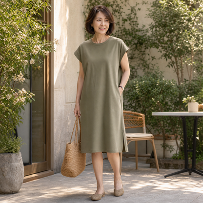 Women's Relaxed Crewneck T-Shirt Dress