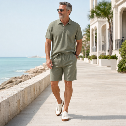 ⏰Clearance Sale⚡12-Pack Only $38.97⚡Men's Relaxed Polo Shirt and Shorts Set