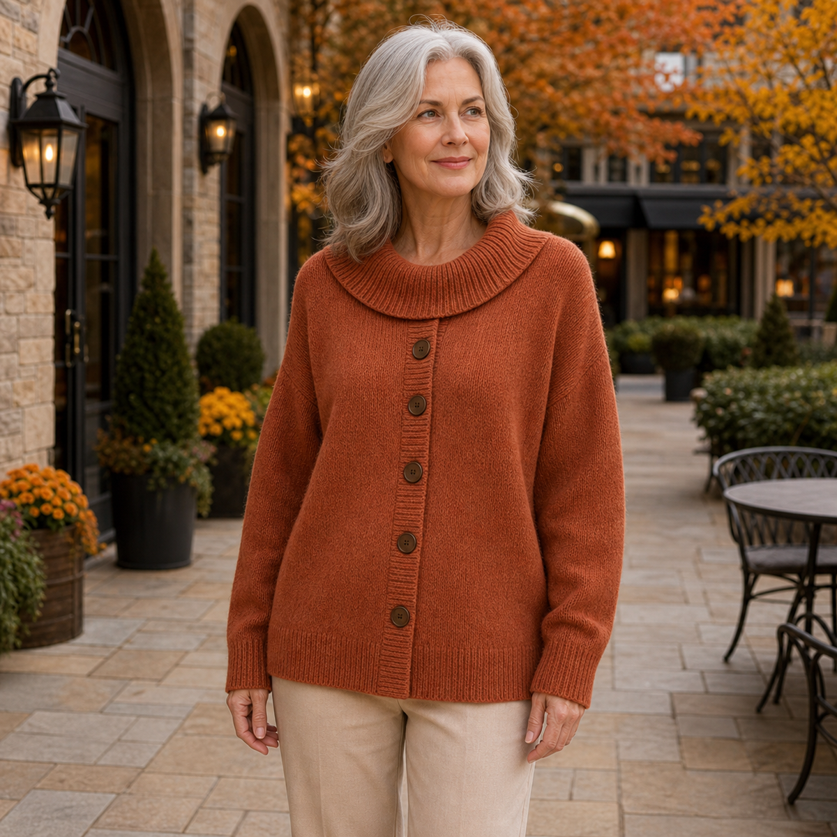 Women's Soft-Knit Shawl-Collar Button Cardigan