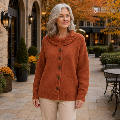 Women's Soft-Knit Shawl-Collar Button Cardigan