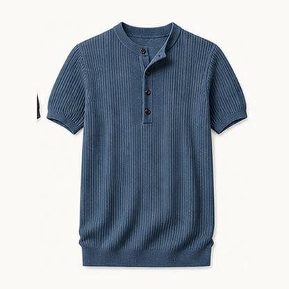 Men's Short Sleeve Ribbed Knit Henley Shirt