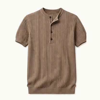 Men's Short Sleeve Ribbed Knit Henley Shirt