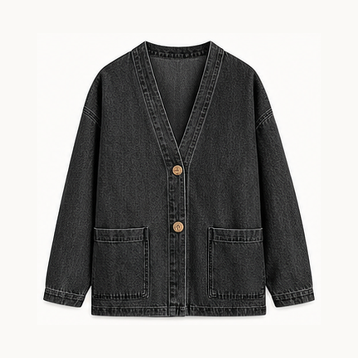 Women's Relaxed Denim-Look Button Cardigan Jacket