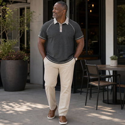 Men's Contrast Raglan Short Sleeve Polo Shirt