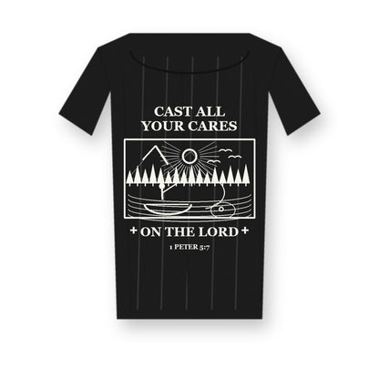 CLEARANCE SALE - Men's Cast All Your Cares Fishing Graphic Tee - 14 Colors & Bundle Deals
