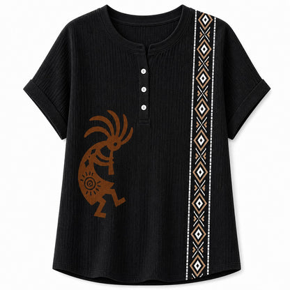 CLEARANCE SALE - Women's Southwest Kokopelli Henley Top - 14 Colors & Bundle Deals