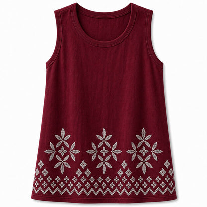 CLEARANCE SALE - Women's Embroidered Border Sleeveless Tank Top - 14 Colors & Bundle Deals