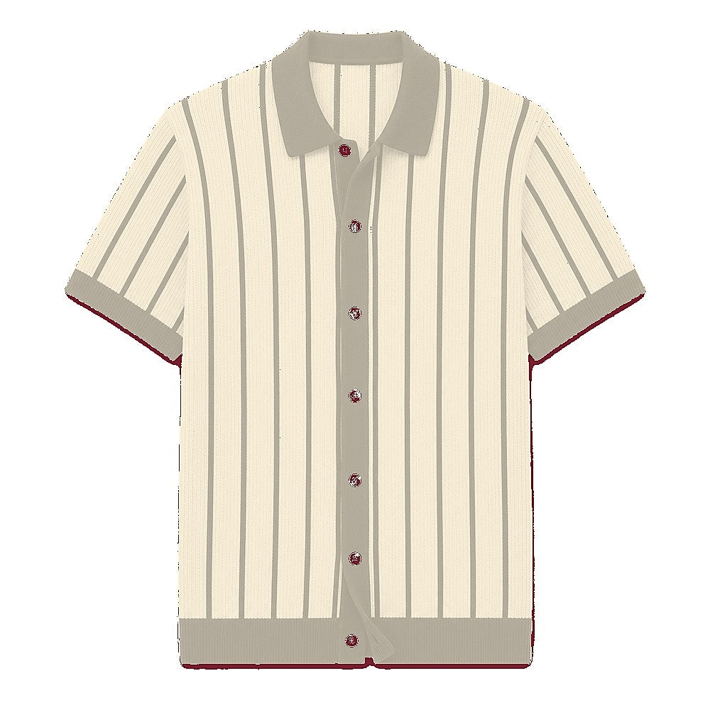 CLEARANCE SALE - Men's Striped Knit Polo Cardigan - 14 Colors & Bundle Deals