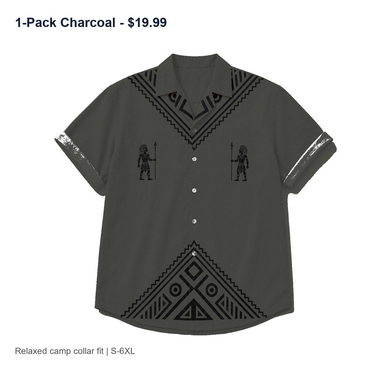 CLEARANCE SALE - Men's Tribal Pattern Camp Collar Shirt - 14 Colors & Bundle Deals