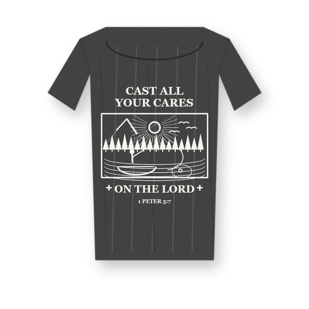 CLEARANCE SALE - Men's Cast All Your Cares Fishing Graphic Tee - 14 Colors & Bundle Deals