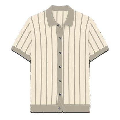 CLEARANCE SALE - Men's Striped Knit Polo Cardigan - 14 Colors & Bundle Deals