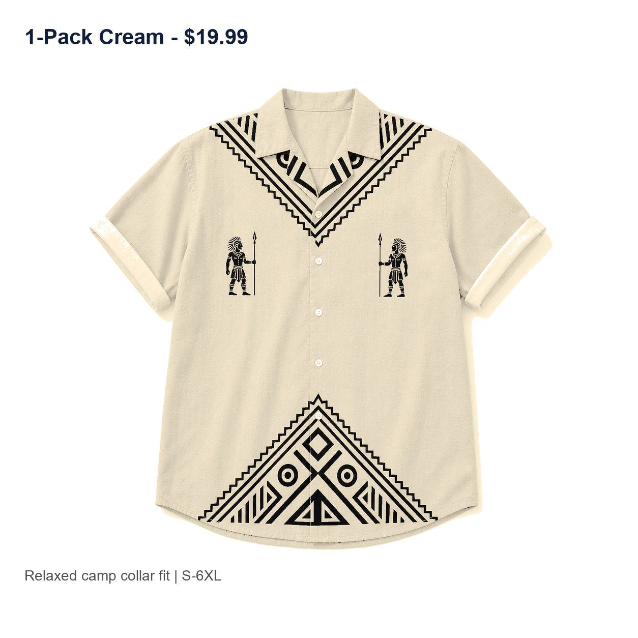 CLEARANCE SALE - Men's Tribal Pattern Camp Collar Shirt - 14 Colors & Bundle Deals