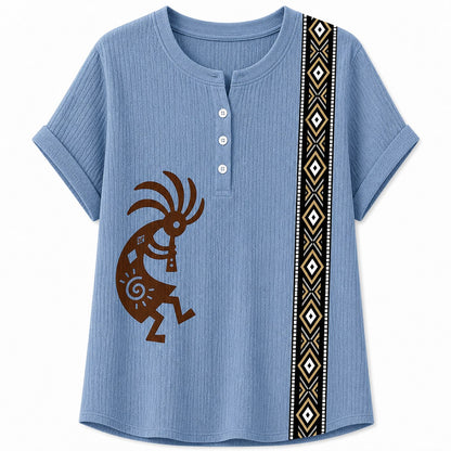 CLEARANCE SALE - Women's Southwest Kokopelli Henley Top - 14 Colors & Bundle Deals