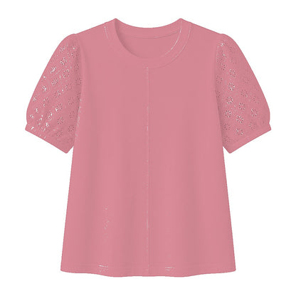 CLEARANCE SALE - Women's 95% Cotton Eyelet Sleeve Tee - 14 Colors & Bundle Deals