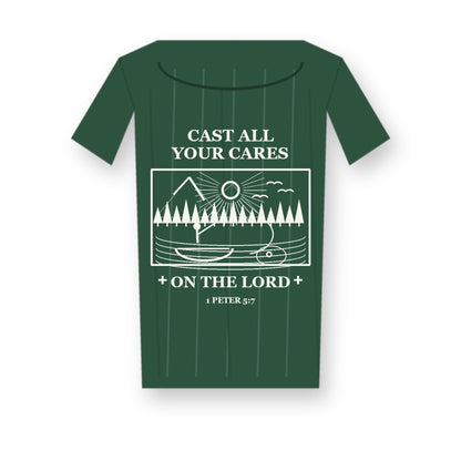 CLEARANCE SALE - Men's Cast All Your Cares Fishing Graphic Tee - 14 Colors & Bundle Deals