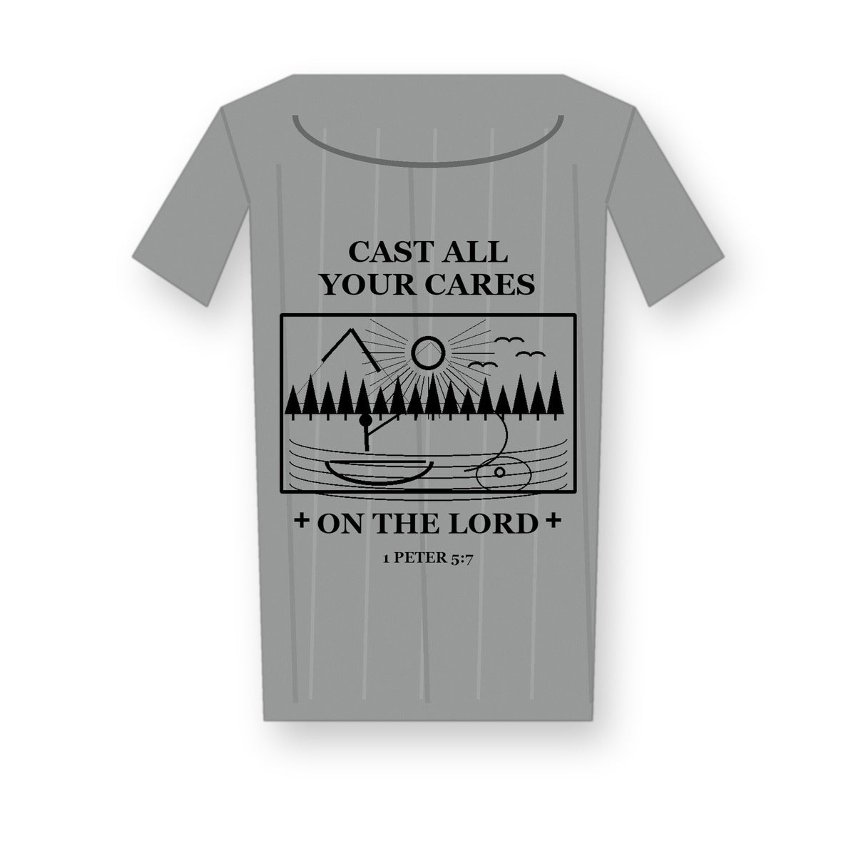CLEARANCE SALE - Men's Cast All Your Cares Fishing Graphic Tee - 14 Colors & Bundle Deals