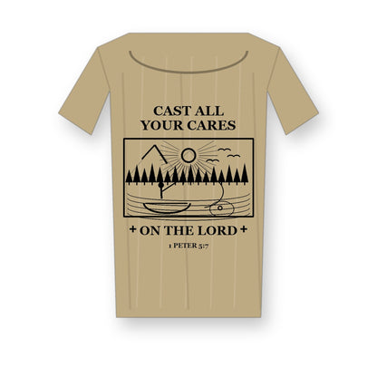 CLEARANCE SALE - Men's Cast All Your Cares Fishing Graphic Tee - 14 Colors & Bundle Deals