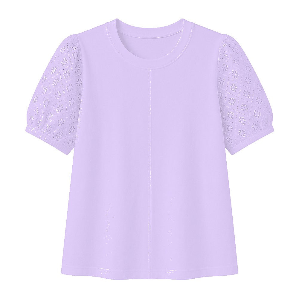 CLEARANCE SALE - Women's 95% Cotton Eyelet Sleeve Tee - 14 Colors & Bundle Deals