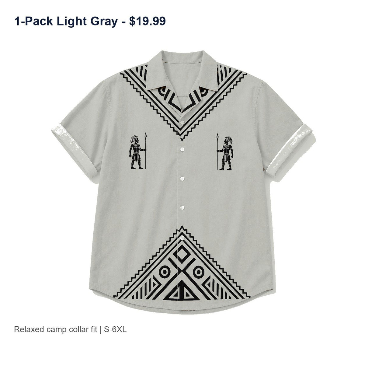 CLEARANCE SALE - Men's Tribal Pattern Camp Collar Shirt - 14 Colors & Bundle Deals
