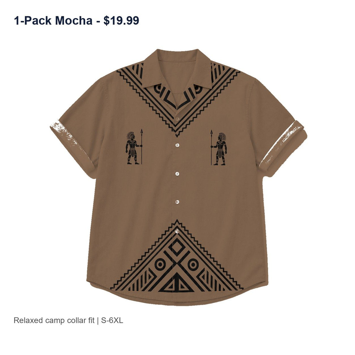 CLEARANCE SALE - Men's Tribal Pattern Camp Collar Shirt - 14 Colors & Bundle Deals