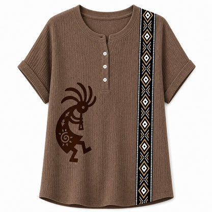 CLEARANCE SALE - Women's Southwest Kokopelli Henley Top - 14 Colors & Bundle Deals