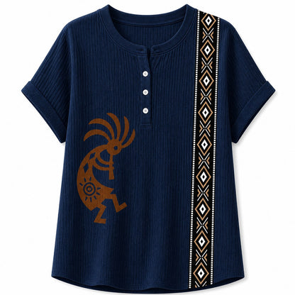 CLEARANCE SALE - Women's Southwest Kokopelli Henley Top - 14 Colors & Bundle Deals