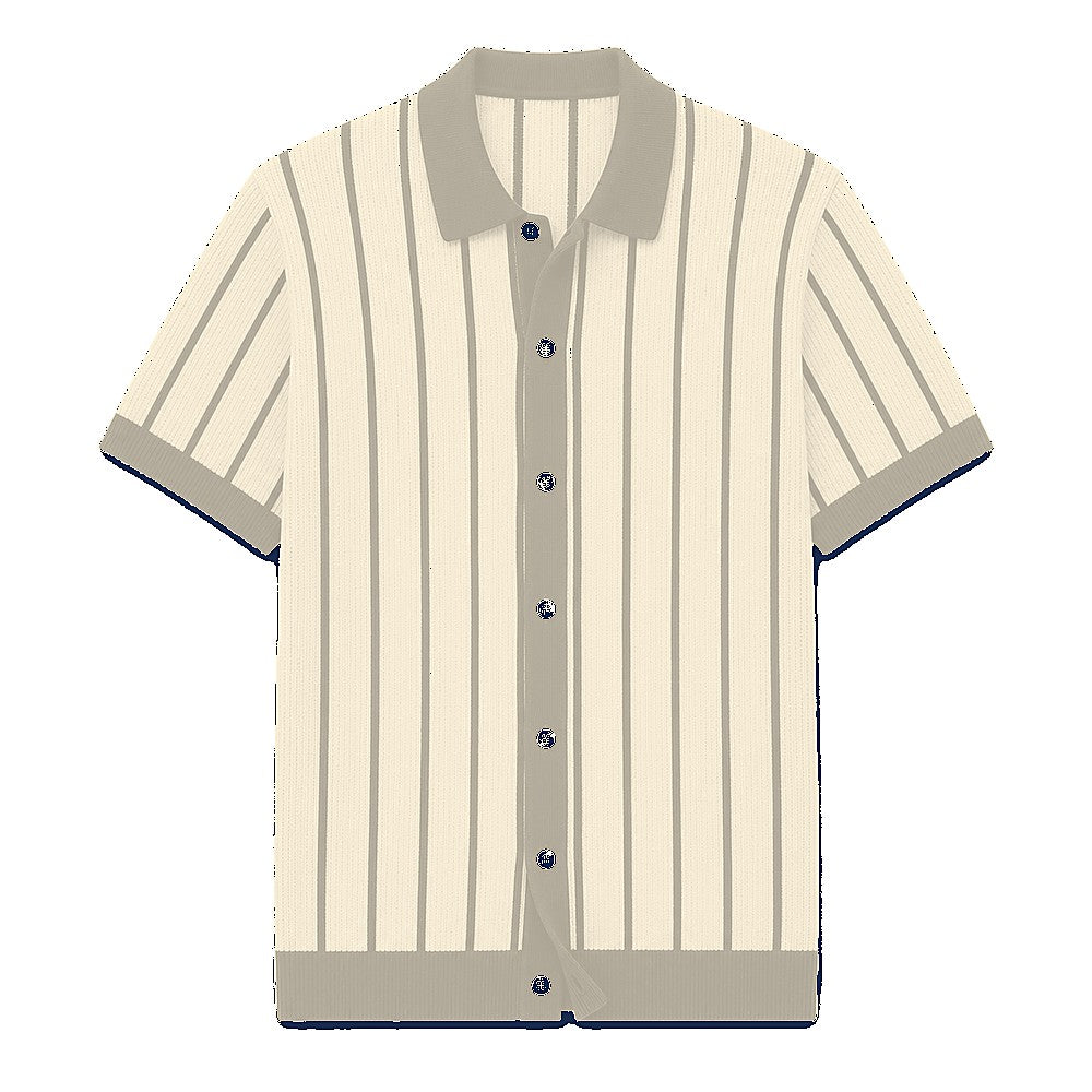 CLEARANCE SALE - Men's Striped Knit Polo Cardigan - 14 Colors & Bundle Deals