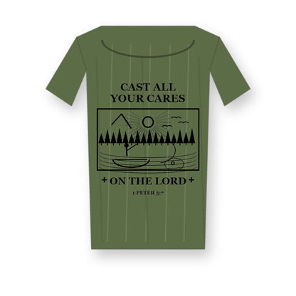 CLEARANCE SALE - Men's Cast All Your Cares Fishing Graphic Tee - 14 Colors & Bundle Deals
