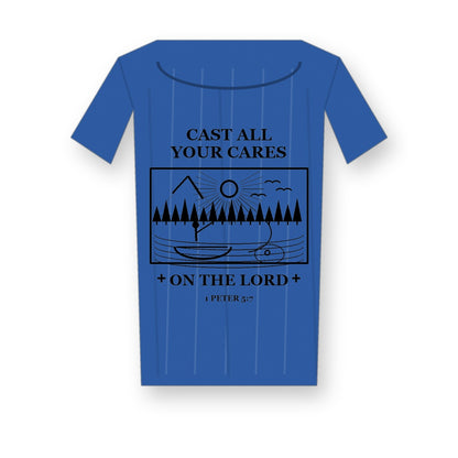 CLEARANCE SALE - Men's Cast All Your Cares Fishing Graphic Tee - 14 Colors & Bundle Deals