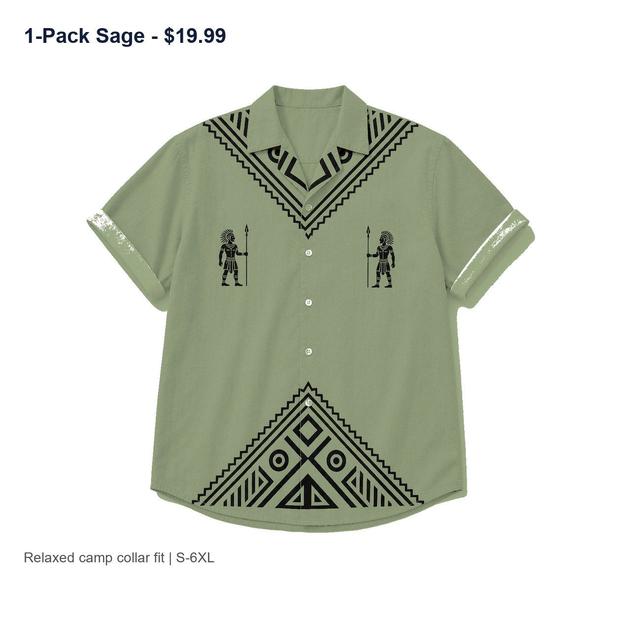 CLEARANCE SALE - Men's Tribal Pattern Camp Collar Shirt - 14 Colors & Bundle Deals