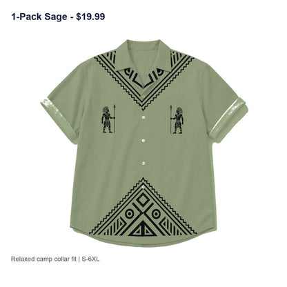 CLEARANCE SALE - Men's Tribal Pattern Camp Collar Shirt - 14 Colors & Bundle Deals