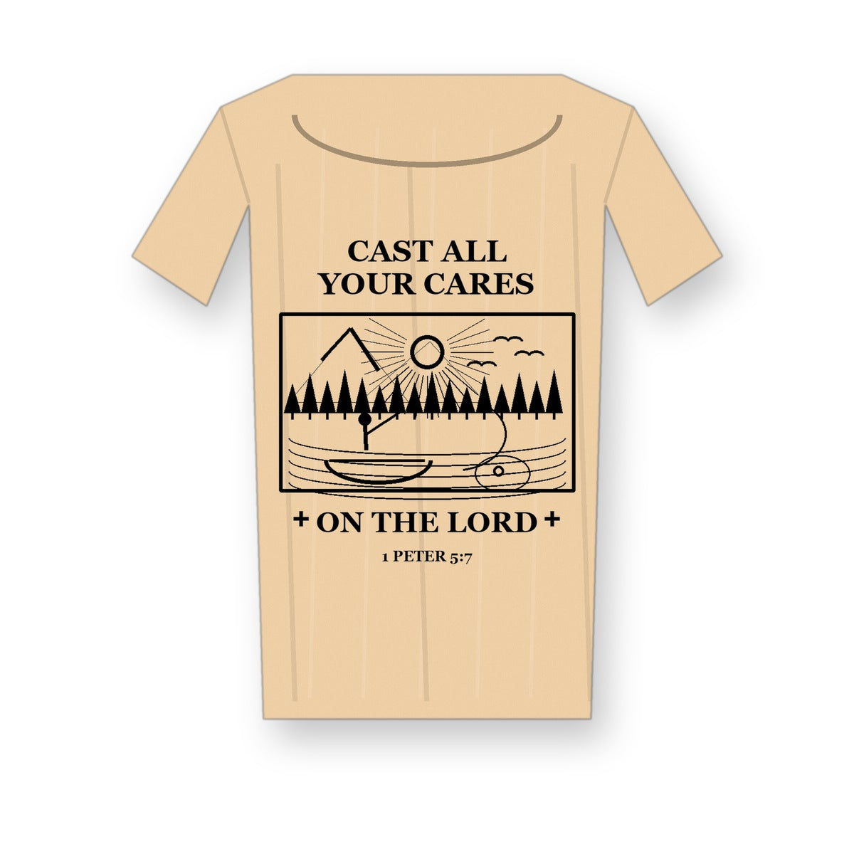 CLEARANCE SALE - Men's Cast All Your Cares Fishing Graphic Tee - 14 Colors & Bundle Deals