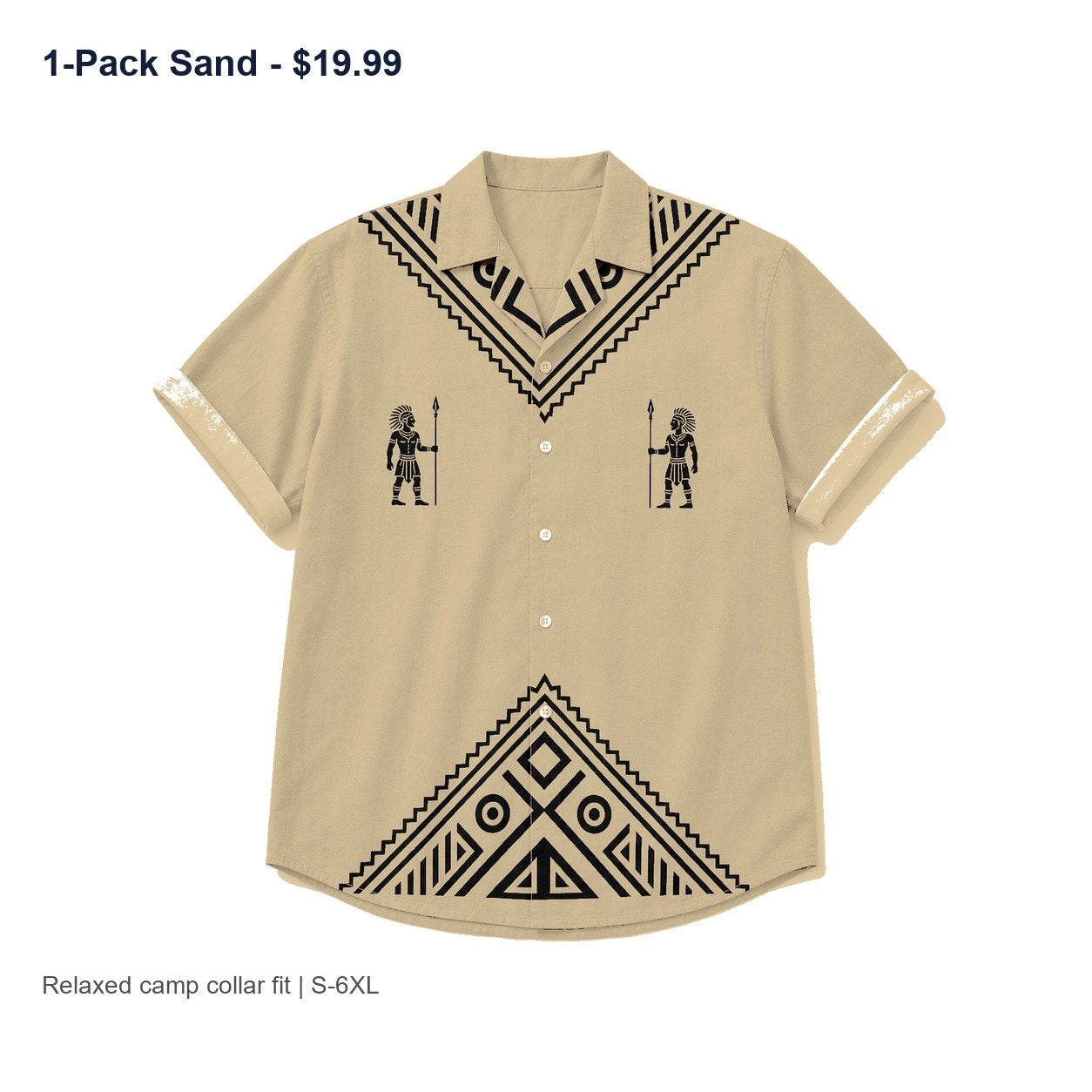 CLEARANCE SALE - Men's Tribal Pattern Camp Collar Shirt - 14 Colors & Bundle Deals