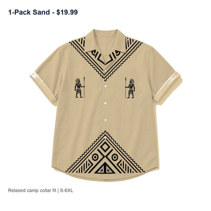 CLEARANCE SALE - Men's Tribal Pattern Camp Collar Shirt - 14 Colors & Bundle Deals